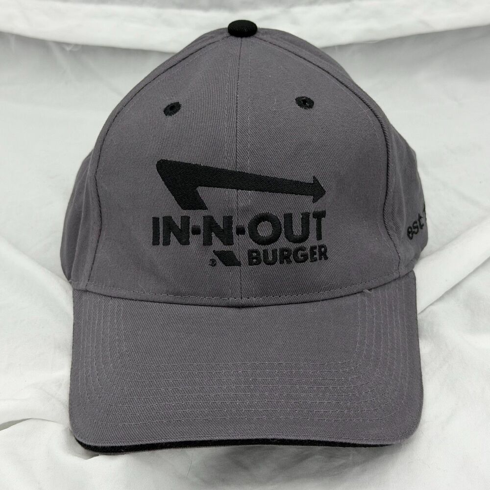 In-N-Out Burger Hat Gray Black Logo Adjustable Cap Employee Uniform Style
